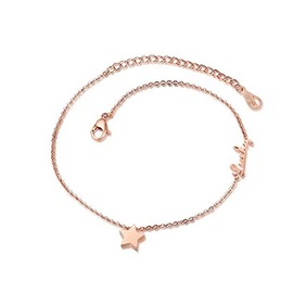 MZC Jewelry Girls ars Anklet Rose Gold ainless eel Adjuable Chain Ankle Bracelets for Women Mom Sier Wife Birthday,JY005
