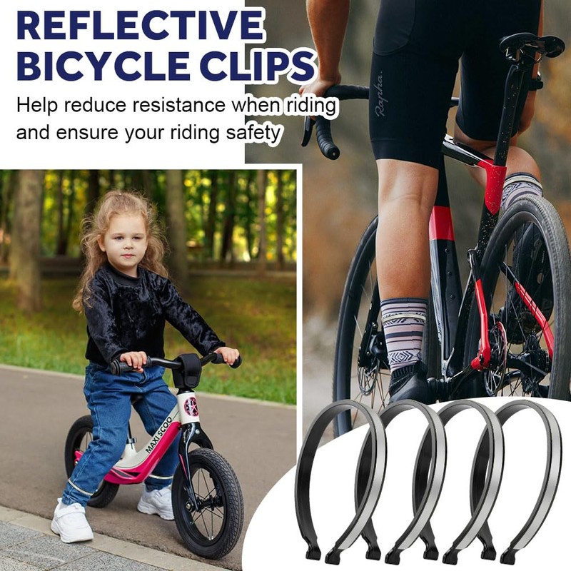 flintronic 4 PCS Lightweight Bicycle Clips, Powerful Reflective Cycling Trouser