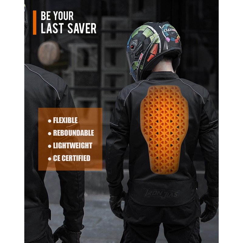 BORLENI CE Level 1 Back Armor Protection Pad Motorcycle Back