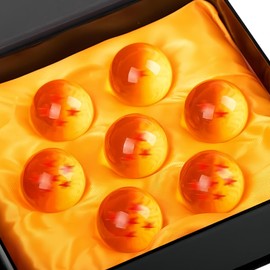 BAODELI 7pcs 37MM Dragon Crystal Ball Set Acrylic Resin Stars Balls with Premium Gift Box,Dragon Glass Ball Suitable for Decoration & Collection,Gifts for Anime Fans