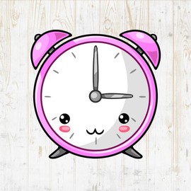 Alarm Clock Decals Peel & Stick - Wall Vinyl Stickers - Kawaii Cartoon Cute Funny Watercolor Colorful - Car Window Truck Laptop Tumbler - Boys Girls Kids Bedroom Nursery Room Decor DWSV19293