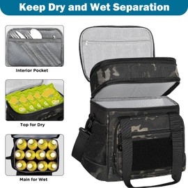 GLENKEY Double Deck Insulated Lunch Box, Expandable Xlarge Lunch Bag Leakproof Cooler Bag Lunch Pail for Men Women Adults Work Shifts Travel Daytrip,25L,Black-Camo