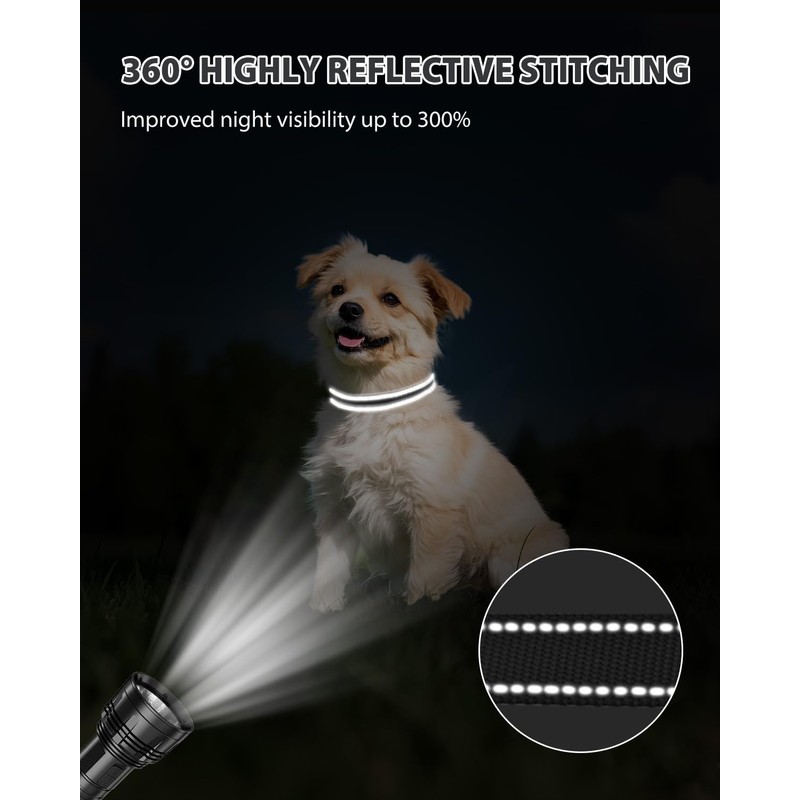 Joytale Small Dog Collar, Reflective and Adjustable Nylon Collar with