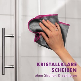 Lavandola® 3X Fenstertuch - Für kristallklare & streifenfreie Scheiben - 30x30cm Carbon Tücher für den Haushalt - Microfasertuch Fenster, Microfaser Fensterputztuch, Glas Tuch