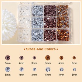 Brown White Resin Jelly Rhinestones for Crafting, 4 Color Jelly Resin Rhinestones, 3-5 mm Resin Rhinestones Flatback, AB Bedazzled Gems for Crafts Face Makeup Nails DIY Jewelry with Tweezer Pen