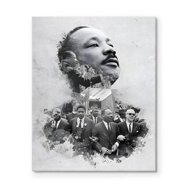 Martin Luther King Canvas Wall Art Decor - 20X24 inch Iconic Civil Rights Leader Portrait with March Scene Inspirational Wall Decor for Home Office