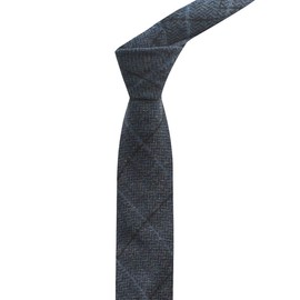 Corbata de lujo de espiga azul Egeo a cuadros, tweed