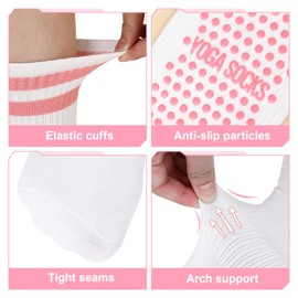 Zuimei 4 Pairs Non Slip Yoga Socks, Pilates Yoga Grip Socks for Women Anti Slipper Grippy Socks for Yoga Barre UK 5-8(White)