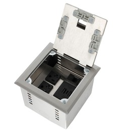 Recessed Flat Hidden Socket Kit Floor Electrical Outlet Kit Floor Socket Panel with 2 USB+Type C+2 LAN Floor Outlet Box Socket Box Recessed Hidden Outlet (Silver-2 USB+Type C+2 LAN)