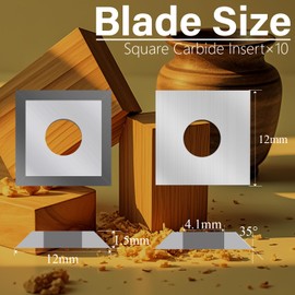 12mm Square Carbide Inserts Cutters Knives Blades 12×12×1.5mm-35°for Woodworking Spiral/Helical Planer Cutter Head or Lathe Turning 10pcs