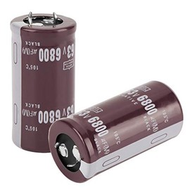 2 pzas Condensador Electrolítico 6800uF 63V, Componentes Electrónicos 25x50 mm 105°C, Juego de Capacitores Electrolíticos para Reparación de Fuente de Alimentación y Circuitos