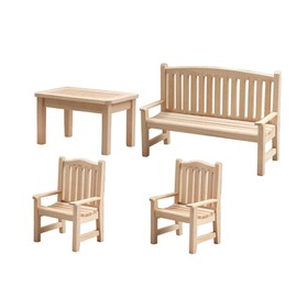Yardwe Set of 4 Garden Itz Chairs Toy Mini House Bench Garden Bench Mini Wooden Chair Micro Landscape Chair Landscape Bench Decoration DIY Mini Bench Wooden Small Chair Furniture