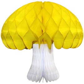 2-pack Large 16 Inch Honeycomb Tissue Paper Mushroom Party Decoration, Yellow