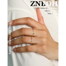 ZNBOH Gold Birthstone Rings for Women Non Tarnish Stackable Adjustable Gold Rings for Women 14k Gold Plated Dainty Stacking Cubic Zirconia Emerald Green Ring for Mother Birthday Gifts Jewelry