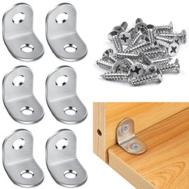 Angle Brackets 20 Pcs, L Brackets for Wood with 40 Pcs Screws, Stainless Steel Corner Brace Plate, Heavy Duty Connector Bracket, Right Angle Fixing Plates for Shelf, Table, Wood, Cabinet