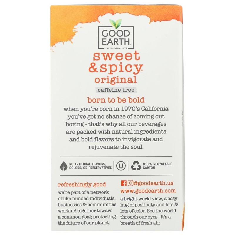 Good Earth, Original Sweet and Spicy Caffeine-free Herb Tea, 18