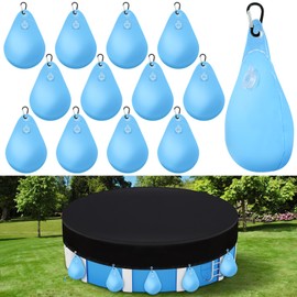 Hungdao 12 Pack Pool Cover Weights with Hooks Above Ground Hanging Water Bags Leakproof Thick PVC Swimming Pool Cover Tarp Weights Winter Antifreezing for Above Ground Closing Kit, 13.5 x 9 Inch
