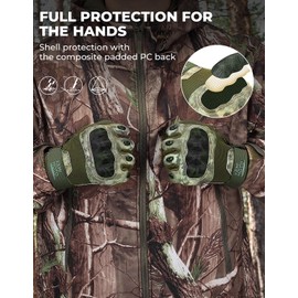 KEMIMOTO Camo Tactical Gloves for Men, Touchscreen Motorcycle Gloves with Hard Shell & Palm Padding for Sports Motorcycle Tactical Airsoft Paintball Hunting Hiking Camping Climbing (Camo,Large)