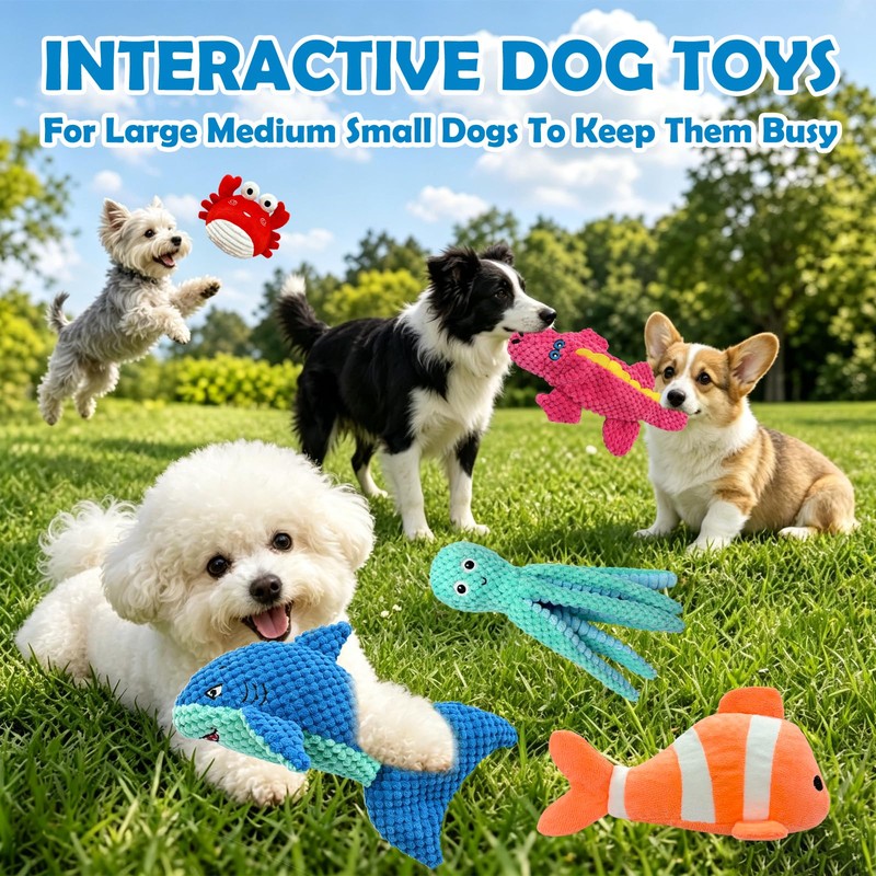 MRSOHRET Dog Squeak Toys for Aggressive Chewers, Crinkle Puppy Chew