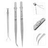 KONTONTY Stainless Steel Tweezers Jeweler's Gem Tweezers for Piercing and