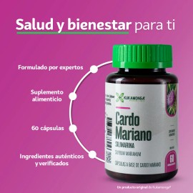 Silimarina (cardomariano) 60 Caspulas, Higado Saludable Sin Sabor                                                                                     