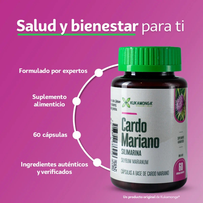 Silimarina (cardomariano) 60 Caspulas, Higado Saludable Sin Sabor