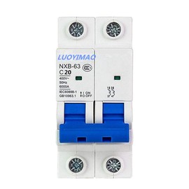 2 Poles 20A 400V Low-Voltage Miniature Circuit Breaker Din Rail Mount NXB-63 C20 (C20 /20A)