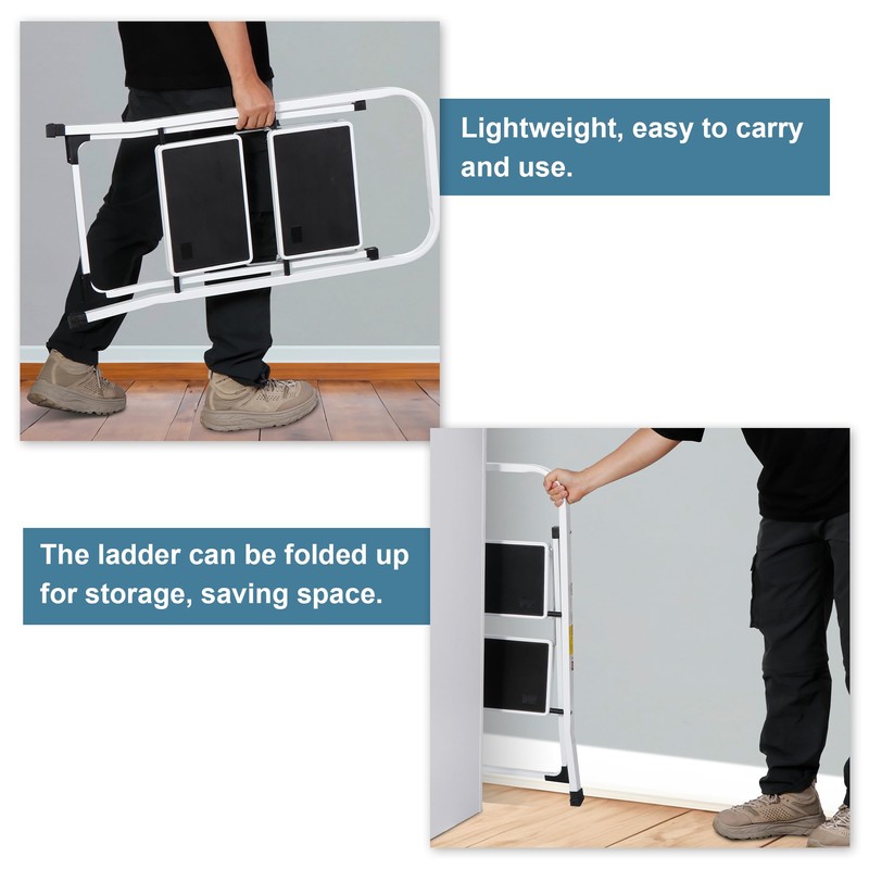 JungleA 2 Step Ladder Folding Step Stool,Small Foldable Home Step
