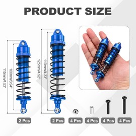 sourcing map RC Shock Absorber 1/10 100mm/115mm Aluminum Threaded Front & Rear Shock Absorber Damper Assembled Set for 1/10 4x4 3s 6s RC Car Crawler Racing Truck, Blue