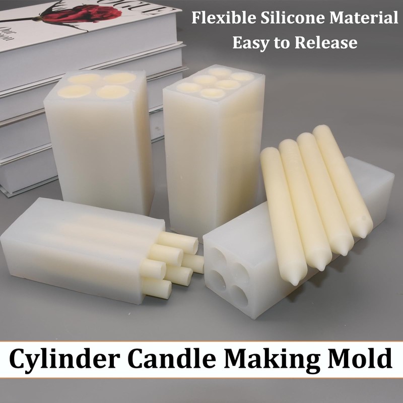 6-Cavity Long Cylinder Mold for Candle Making, 6 Holes Cylinder