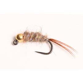 Blue Wing Olive Tungsten Bead Head Euro Hare's Ear Nymph Fly, 6-Pack (14#), Natural