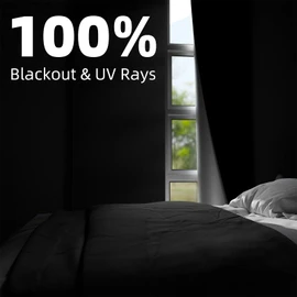 NIGHTON Portable Blackout Curtains 40"×57" Strong Hook and Loop Tape Strips with Adhesive,Blackout Shades That can be Cut,100% Blackout Material Window Blinds for Baby Nursery or Travel Use-Black