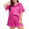 SWOMOG Womens Satin Plus Size Pajamas Silk Short Sleeve Pjs