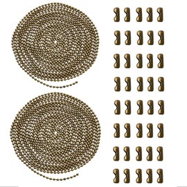 2 Pcs 120 Inches Ceiling Fan Pull Chain Chains Metal Light Extension with 40 Connectors 2.4 Mm Ball Bead for Pulls Fixture DIY Crafts Beaded Curtain Tag Rings Necklace (Bronze, 120in)