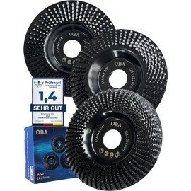 OBA Wooden Grinding Disc for Angle Grinder 125 mm, Wood Grinding, Tree Stump Removal, Milling Disc for Shaping, Grinding, Carving, Pack of 3