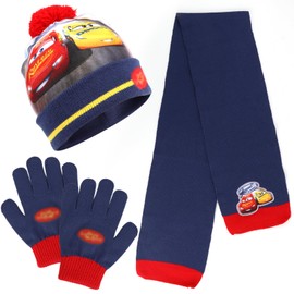 VOENCSU Car Hat Scarf Gloves Set Children, Car Hat Boys, Car Scarf and Hat Set, 3-in-1 Car Hat and Scarf Children's Set Winter Boys, Car.