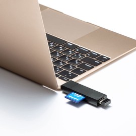 Sanwa Supply ADR-3TCMS7BKN Type-C Compact Card Reader (with 1 USB Port) Black