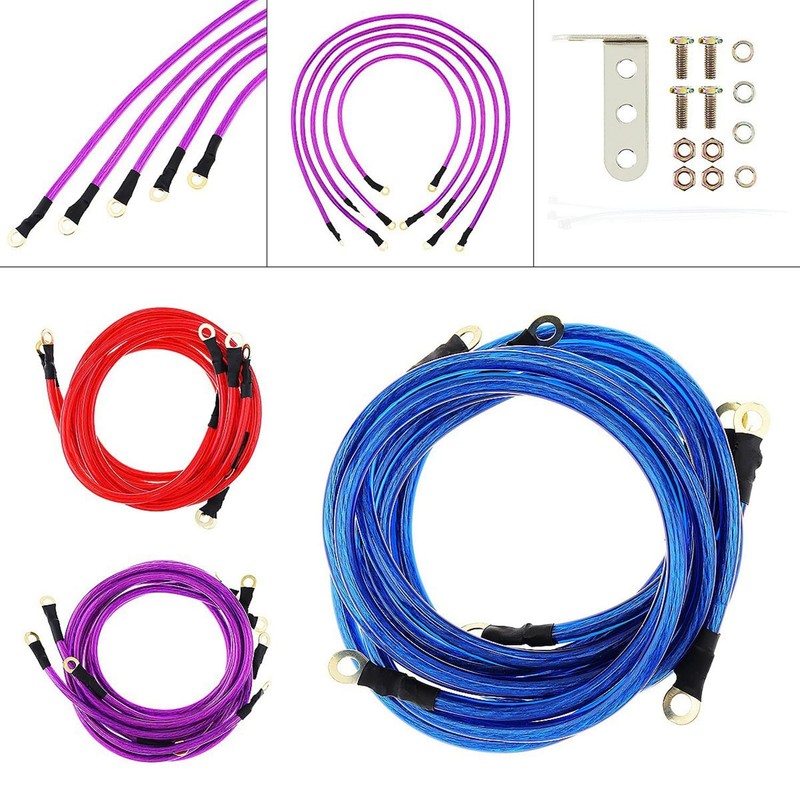 5 Point Car Universal Earth Ground Cables Grounding Wire System