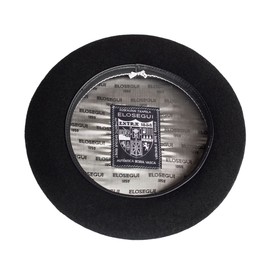 Elosegui Basque Beret 1858 Black 100% Merino Wool with Bathrobe, Black and White