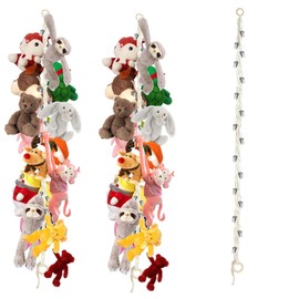 Sunbilien 2 Piece Stuffed Animals Storage Chain 80" Hanging Organizer with 40 Metal Clips Stuffed Animal Display Holder Stuffed Animal Chain Decor Hanger for Nursery Playroom Wall Corner