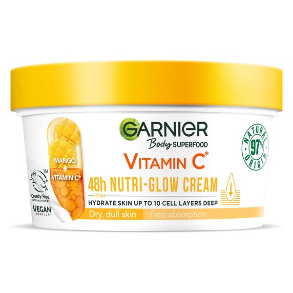 Garnier Body Superfood, Nutri Glow Body Cream, Vitamin C &