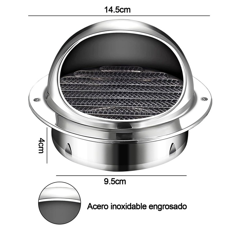 2 Cubierta de Ventilación de 4 pulgadas Pared para Extractor