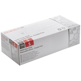 SHIELD HEA00947 Powder-Free Gloves, Vinyl, Small, Clear (Pack of 100)