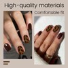 TESGADGETS 24 Pieces Artificial Nails with Leopard Pattern, Short, Square,