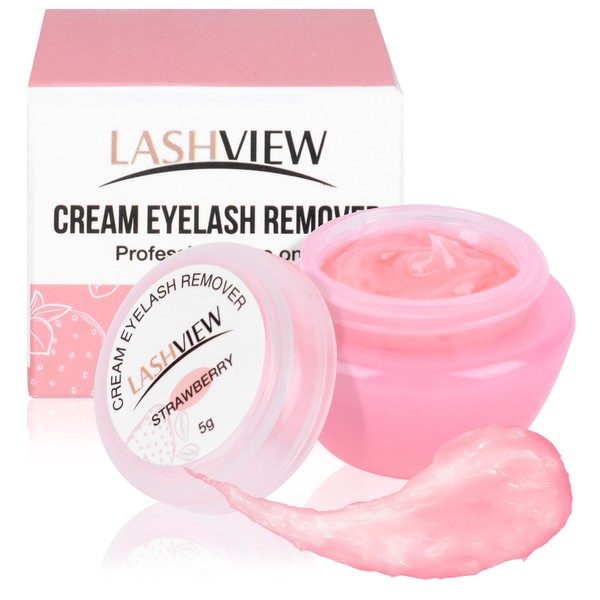 LASHVIEW Eyelash Extension Remover Cream, Strawberry Flavor Cream, Lash Extension Remover Cream Low Irritation Cream for Sensitive Skin,5g