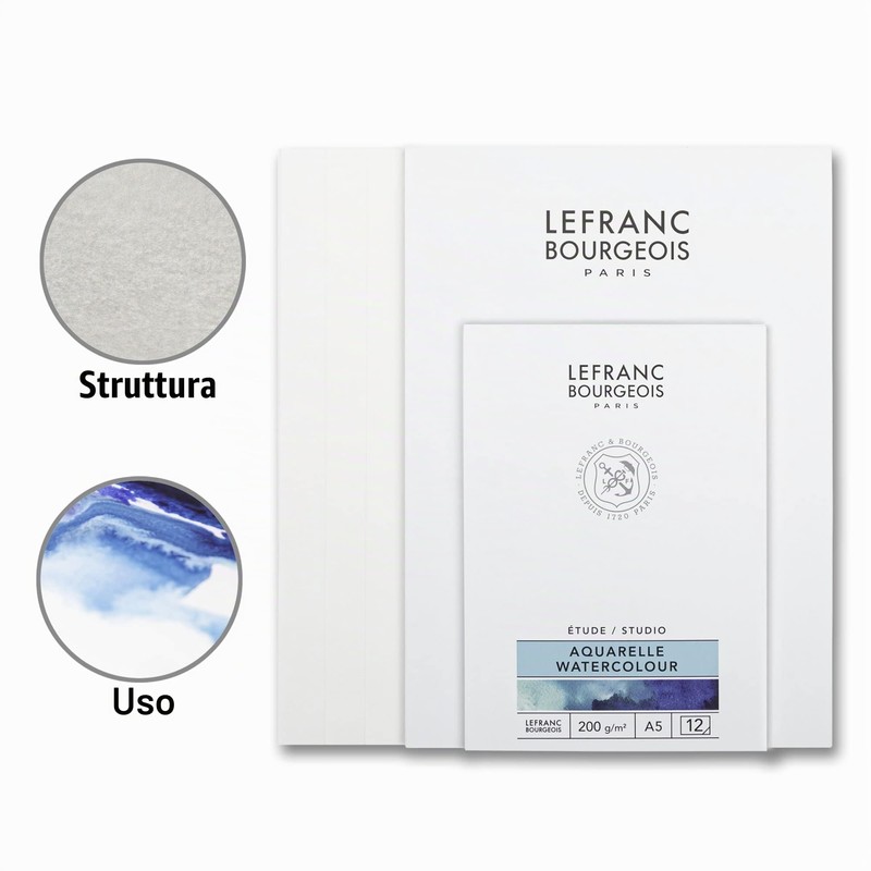Lefranc Bourgeois Studio Carta Acquarello 200 g - Blocco A4-12