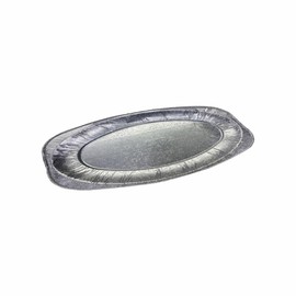 Pack Of 10 - Aluminium Serving Foil Platter Appetizer Trays Silver Tin Disposable Oval Serving Foil Food Trays For BBQ, Cooking Heating Storing Prepping Food, Wedding, Catering & Birthday (17 Inch)