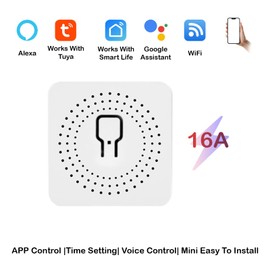 Pack of 2 Smart Light Switch, Light Switch, Alexa, Smart Home Light Switch Compatible Alexa, Smart Life Switch with Tuya App, Smart Life, Google Home, Mini Smart Switch, Neutral Conductor Required