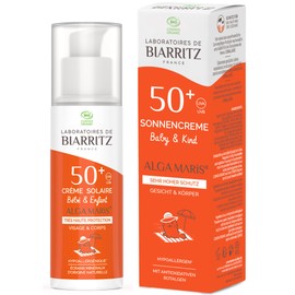 Laboratoires de Biarritz - Sun Cream Baby & Child - SPF 50+ - Alga Maris® Organic Certified - Face and Body - Light and Creamy Texture - 100 ml - Made in France