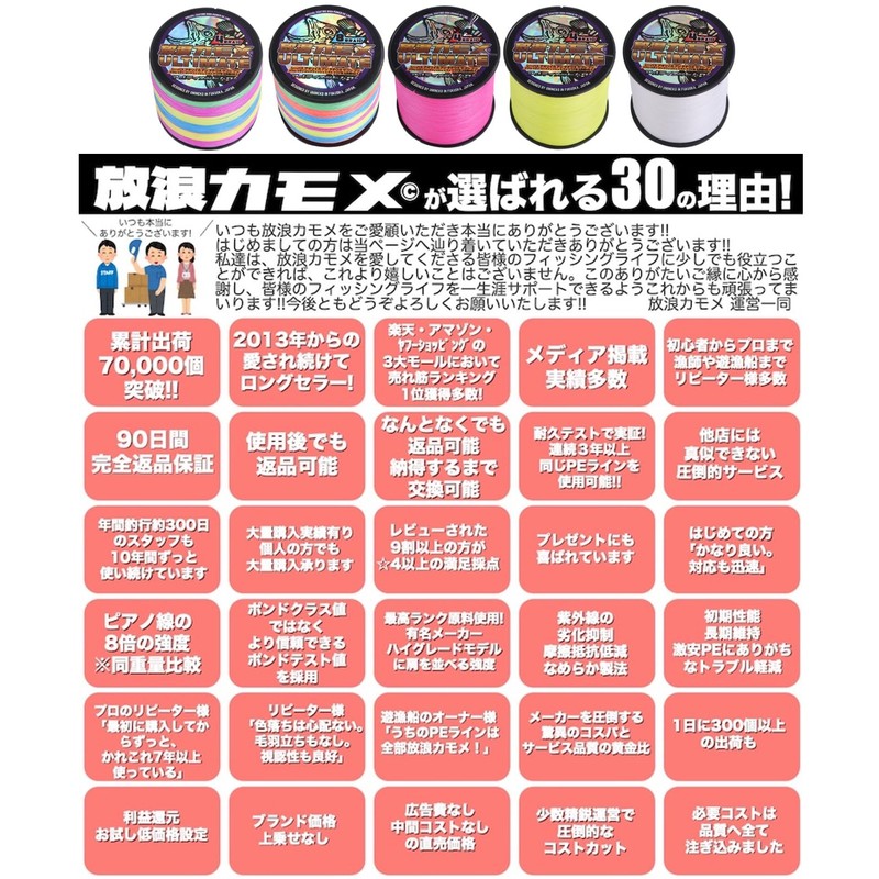 Wandering Seagull PE Line Fishing Line 1.5# 500M 5 Colors